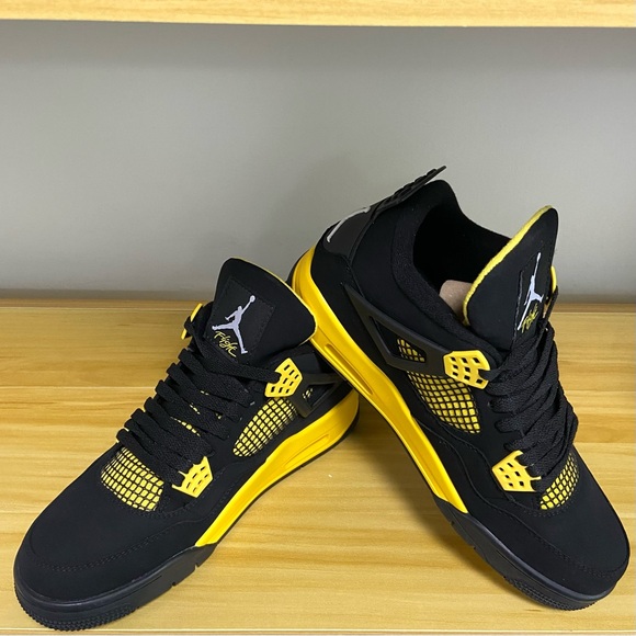 Brand New Men’s Classic Sneakers Shoes -Retro 4 Yellow Thunder - Picture 5 of 10